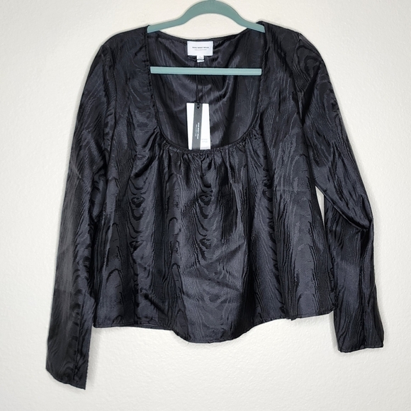 Who What Wear Collection Black Baker Scoop-Neck Blouse L NWT - Picture 3 of 6